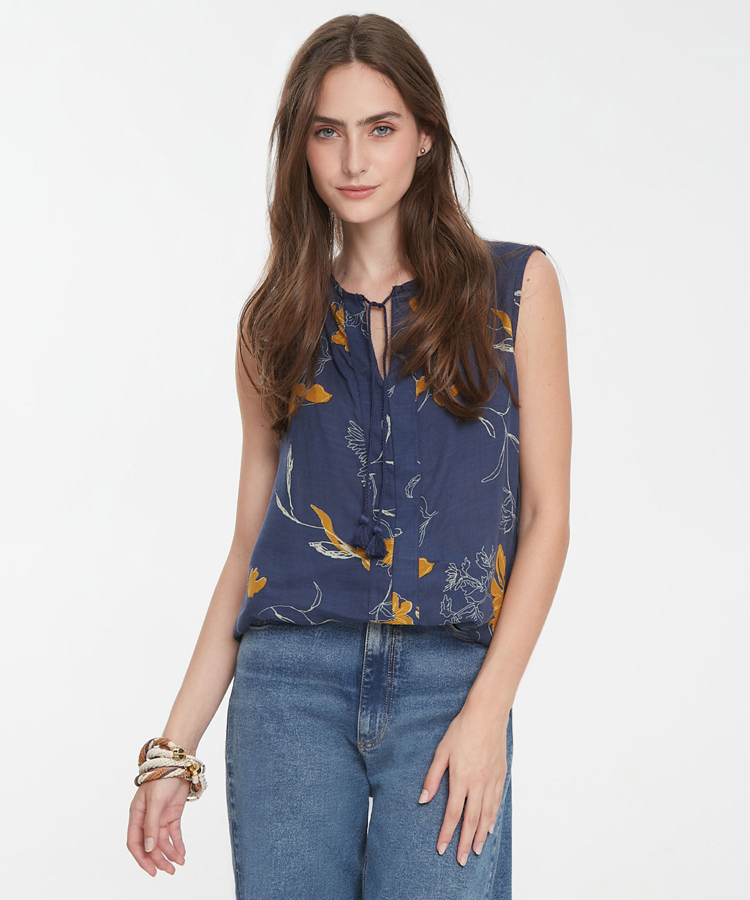 Blusa Estampada Manga Sisa