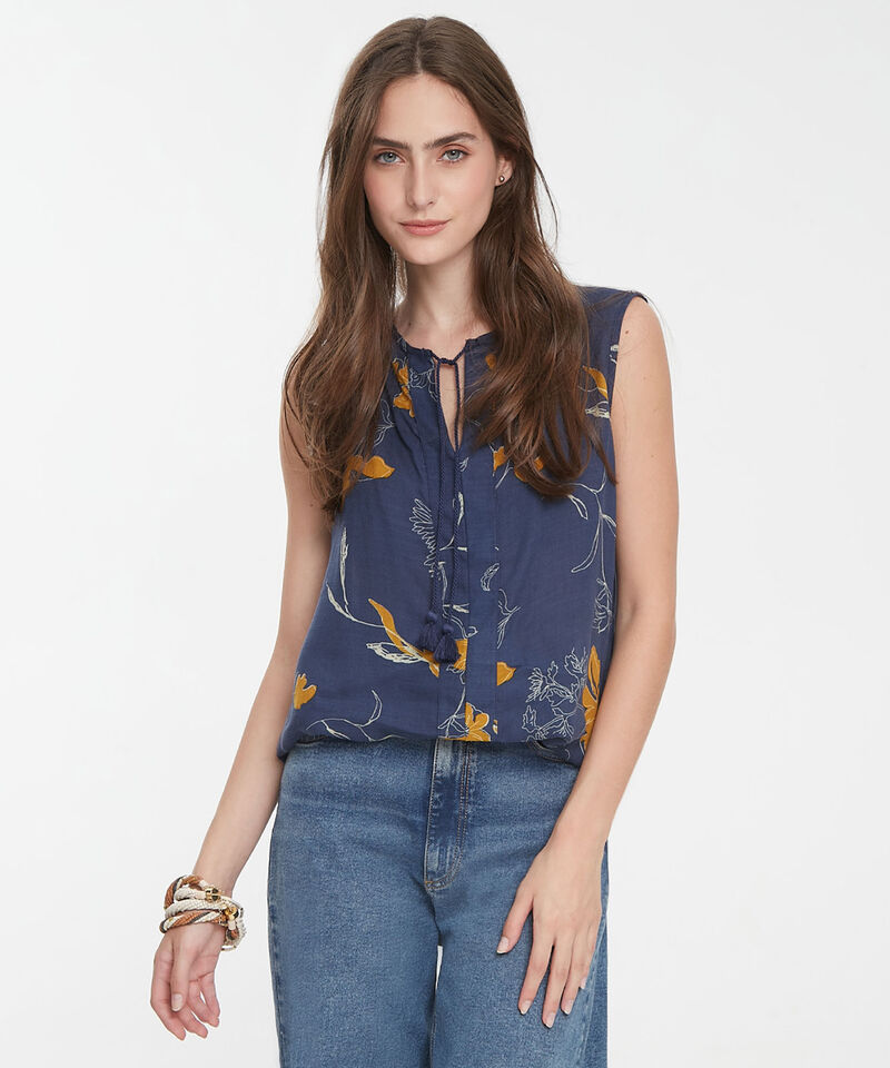 Blusa Estampada Manga Sisa