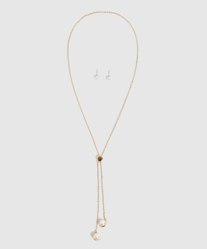 Set Collar Aretes Perlas Mujer