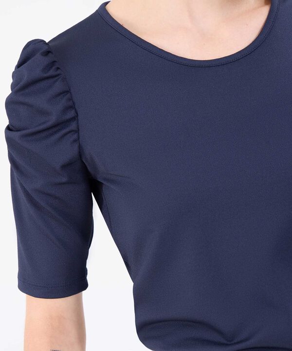 Camiseta Manga Corta Unicolor Con Ruche image number null