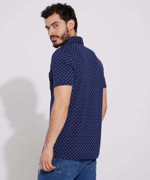 Polo Estampada, Cuello Maquina Duro Con Bolsillo, Silueta Regular Fit Blanco