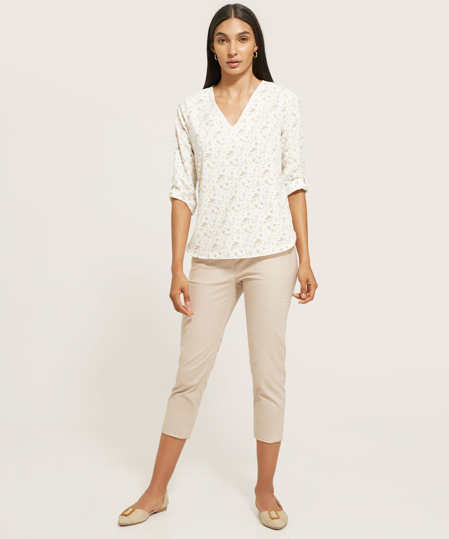 Blusa Estampada Manga 3/4 Escote