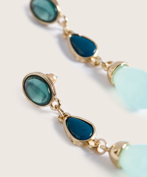 Aretes Colgantes Tres Gemas Metálicos Para Mujer image number null