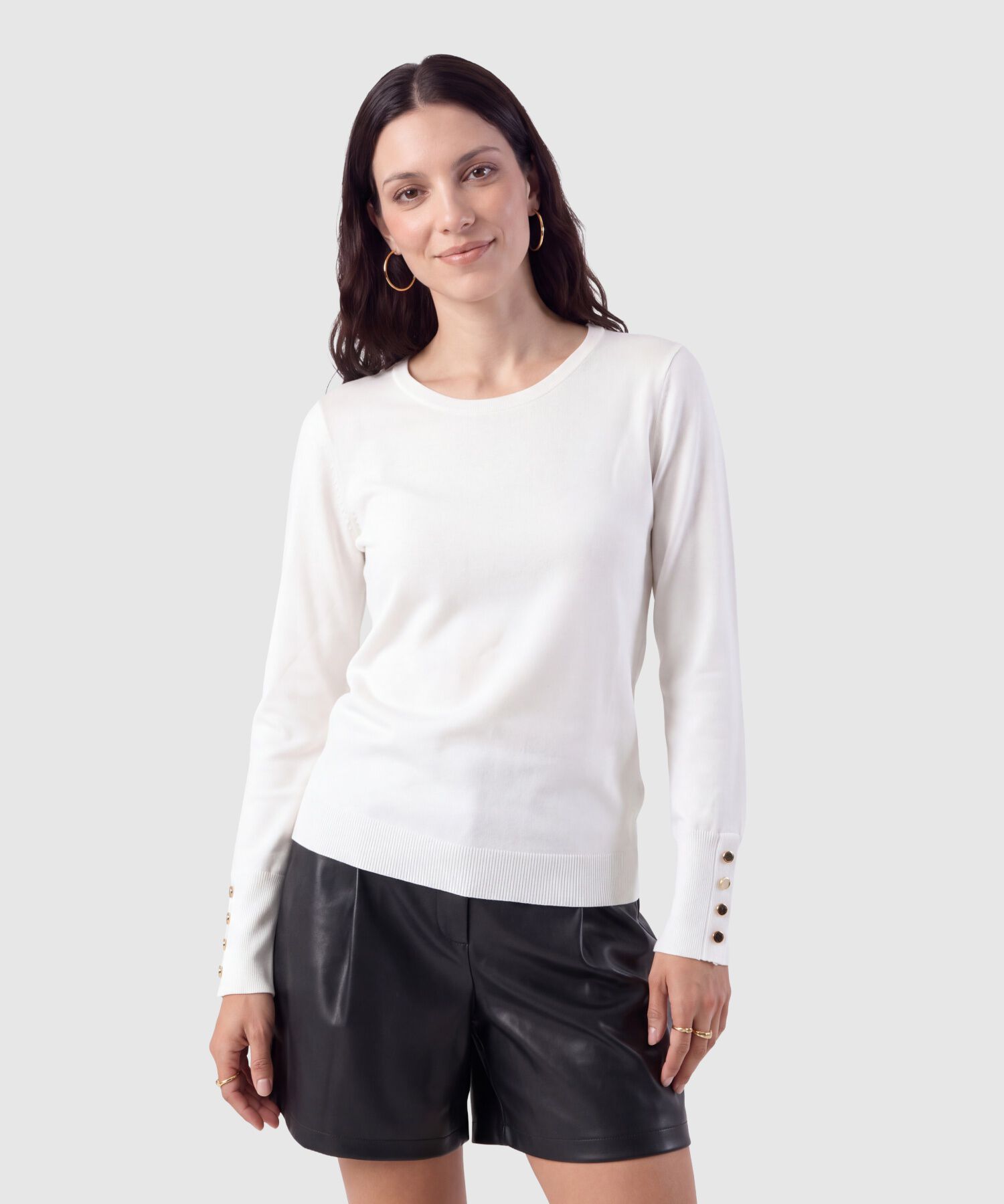 Saco Tejido Pu&ntilde;os Con Botones Para Mujer
