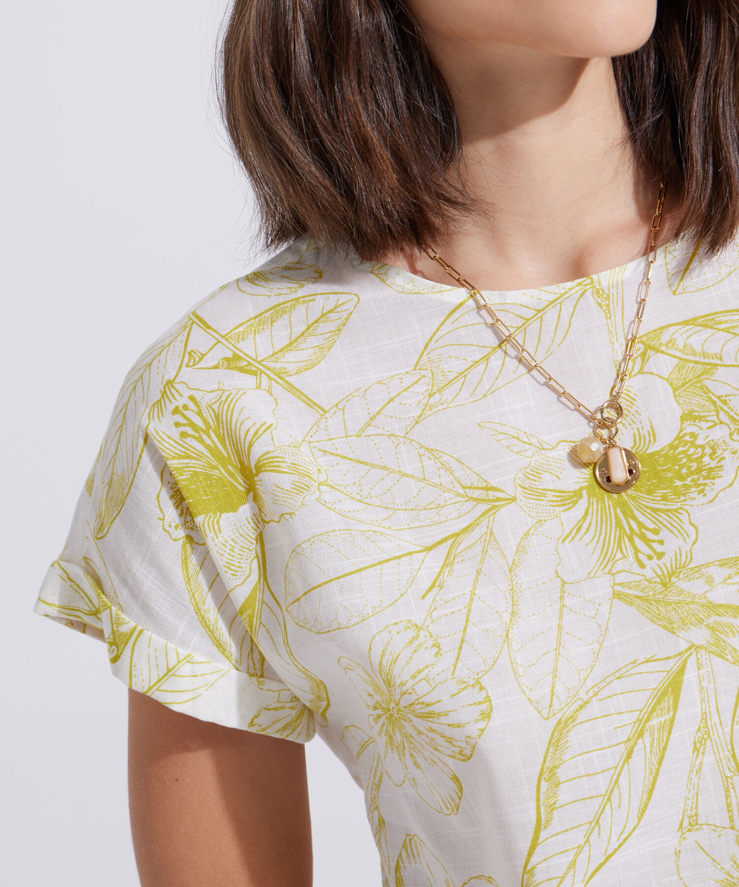 Blusa Manga Corta Corrida Estampada