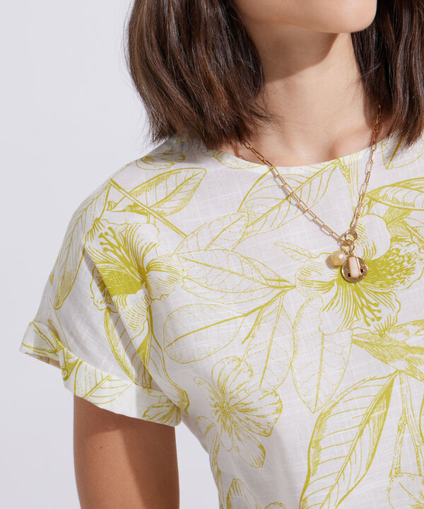 Blusa Manga Corta Corrida Estampada