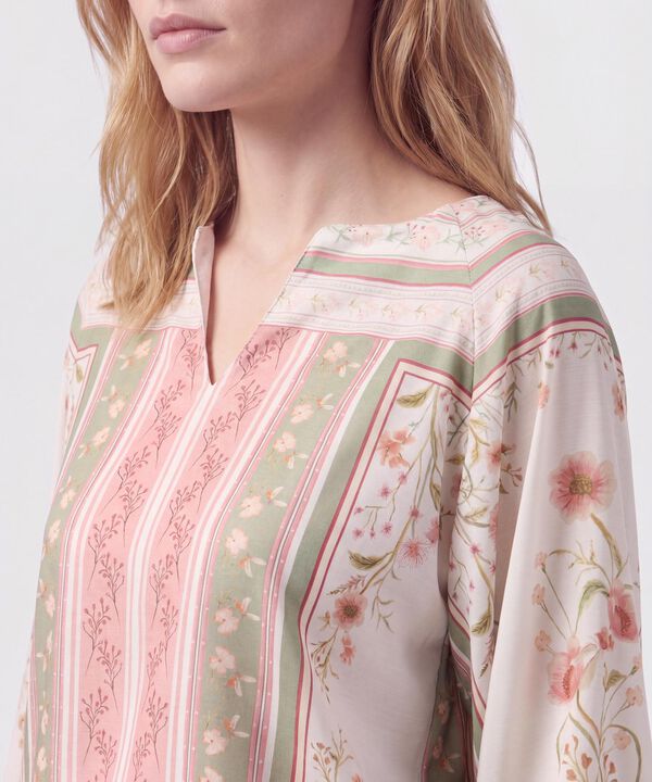 Blusa Con Cuello En V Y Manga Larga Mujer