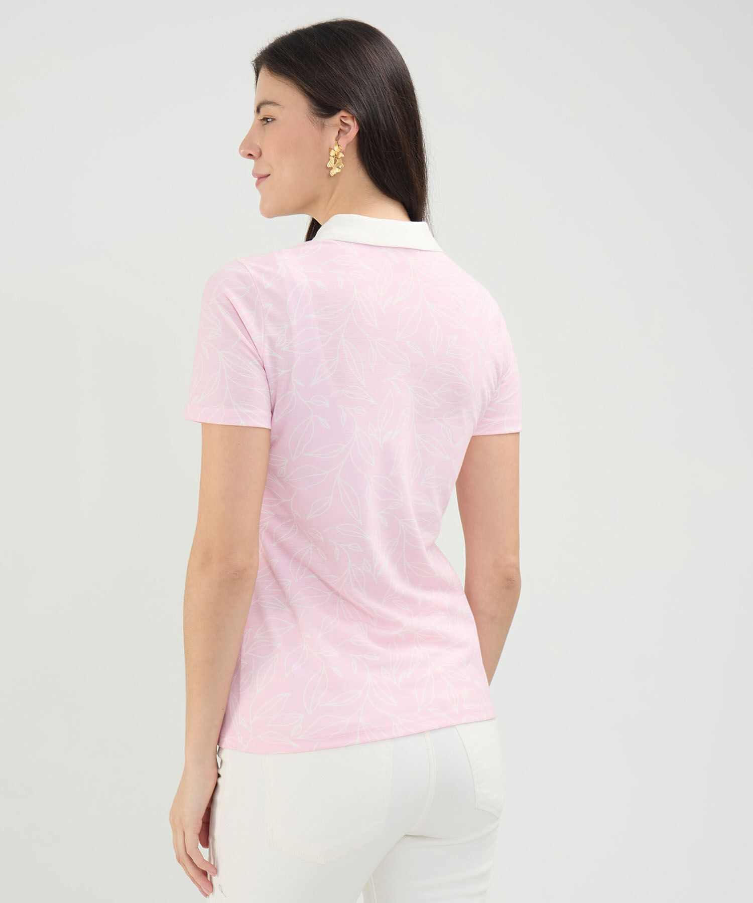 Polo Estampada Manga Corta Con Cuello Tejido Sin Bolsillo