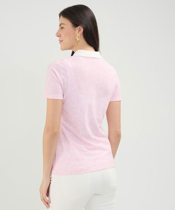 Polo Estampada Manga Corta Con Cuello Tejido Sin Bolsillo