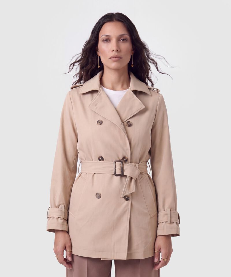 Chaqueta Cruzada Con Cintur&oacute;n Para Mujer