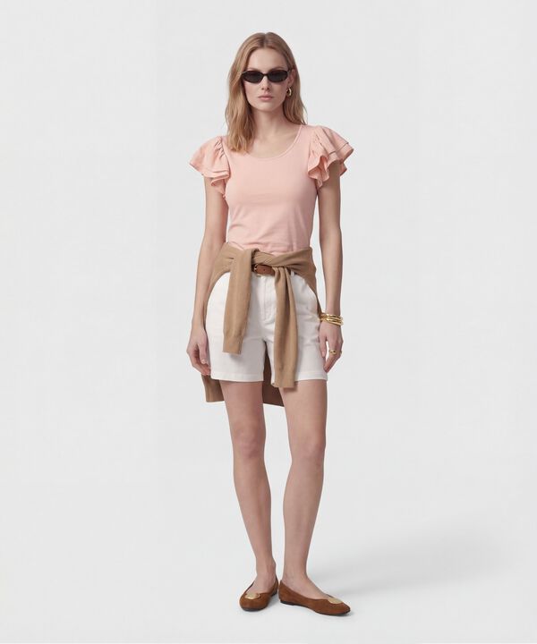 Camiseta Con Mangas De Volantes Para Mujer