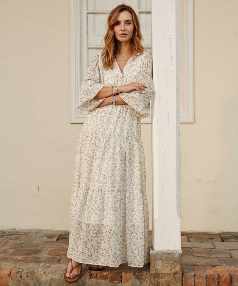 Vestido Largo Con Cintura Enresortada Para Mujer