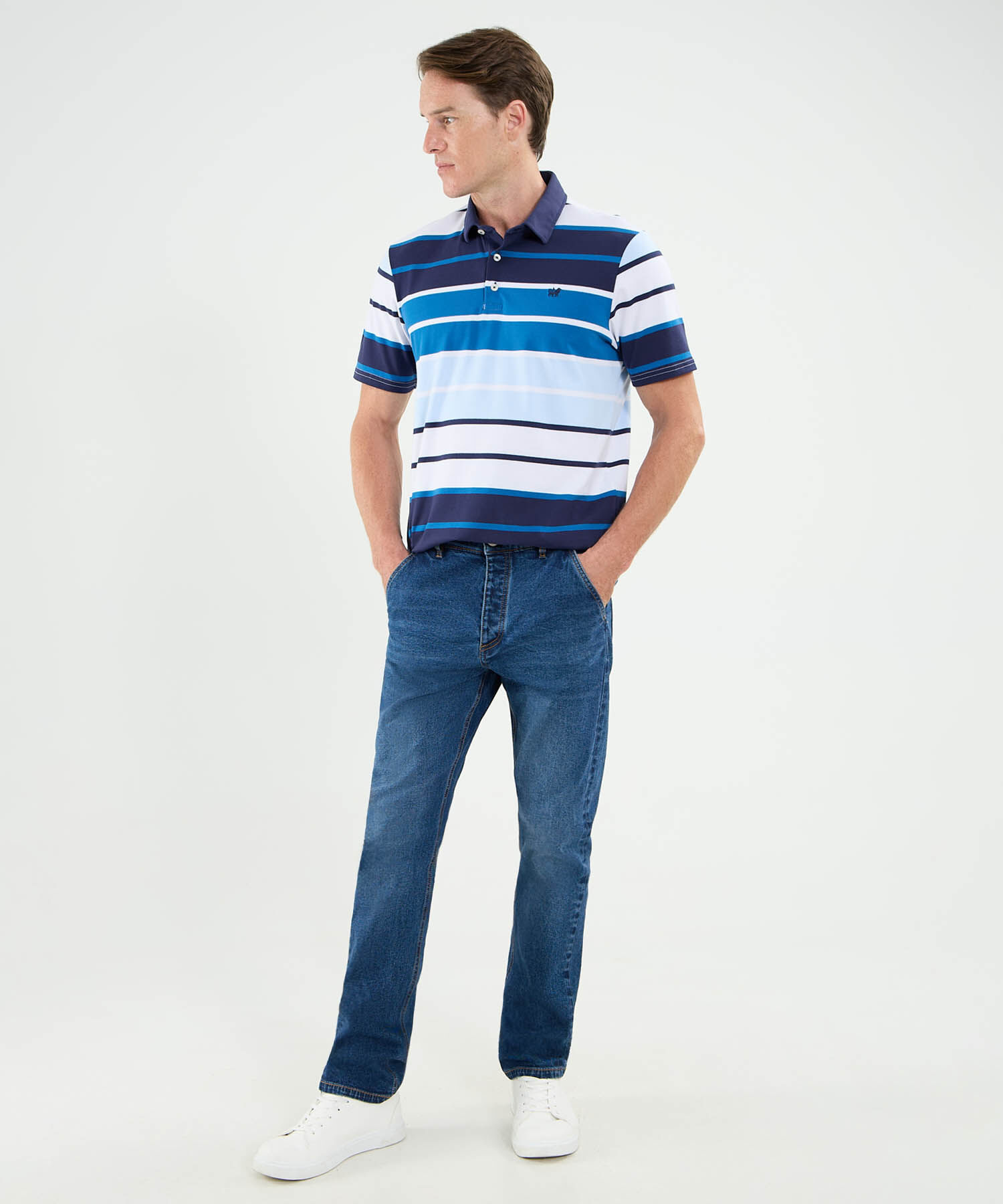 Polo Cuello Máquina Preteñida Sin Bolsillo Para Hombre