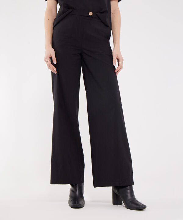 Pantalón Unicolor Con Botonadura Cruzada