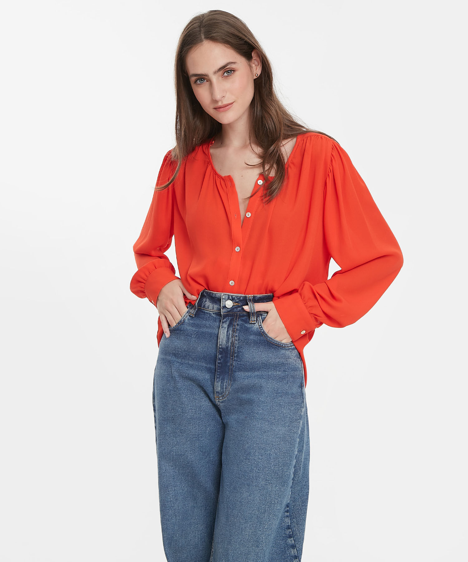Camisa Unicolor, Manga Larga