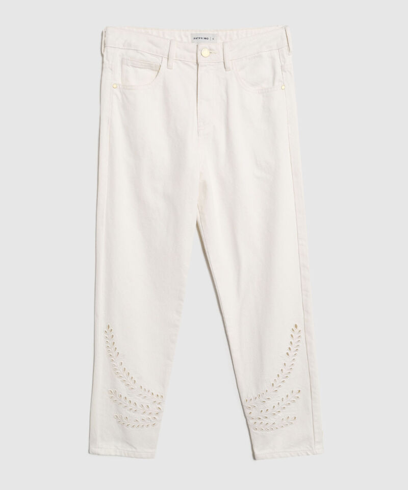 Jean Mom con Bordados Calados para Mujer