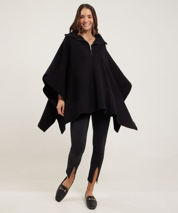 Saco Tipo Capa Con Cremallera Y Cuello Alto image number null