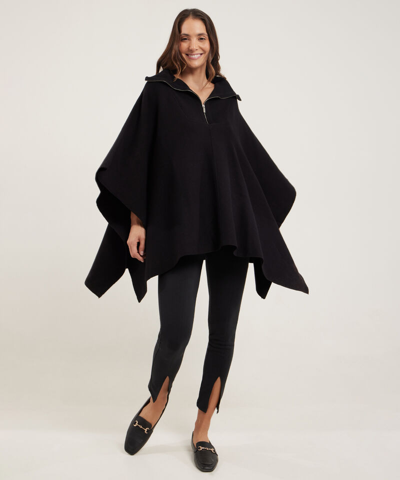 Saco Tipo Capa Con Cremallera Y Cuello Alto