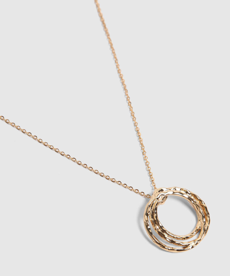 Set Dorado De Collar Y Aretes Con Aros Texturizados 