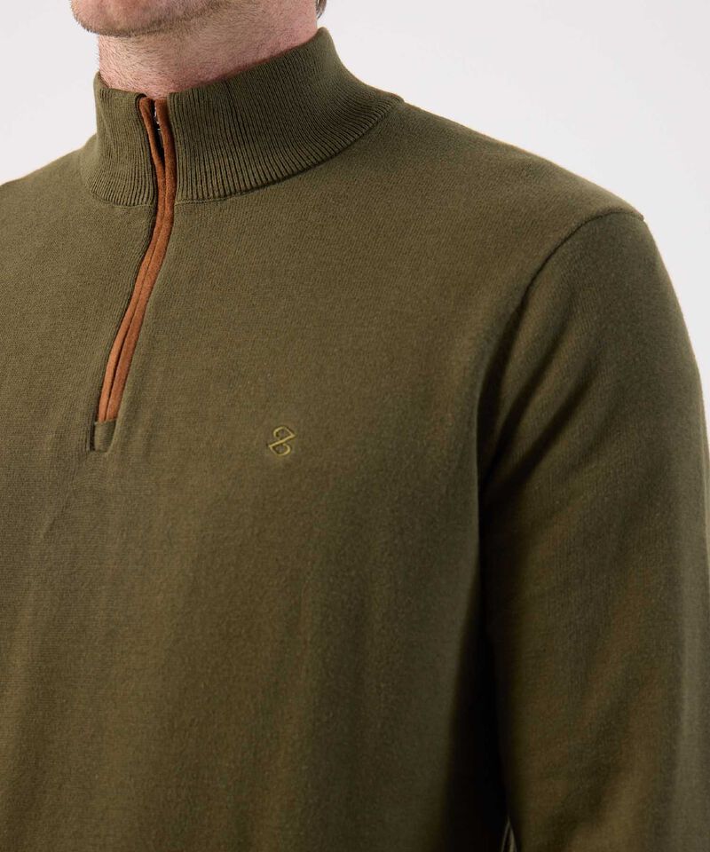 Buzo de Tejido Liso con Cuello Alto y Cremallera Para Hombre