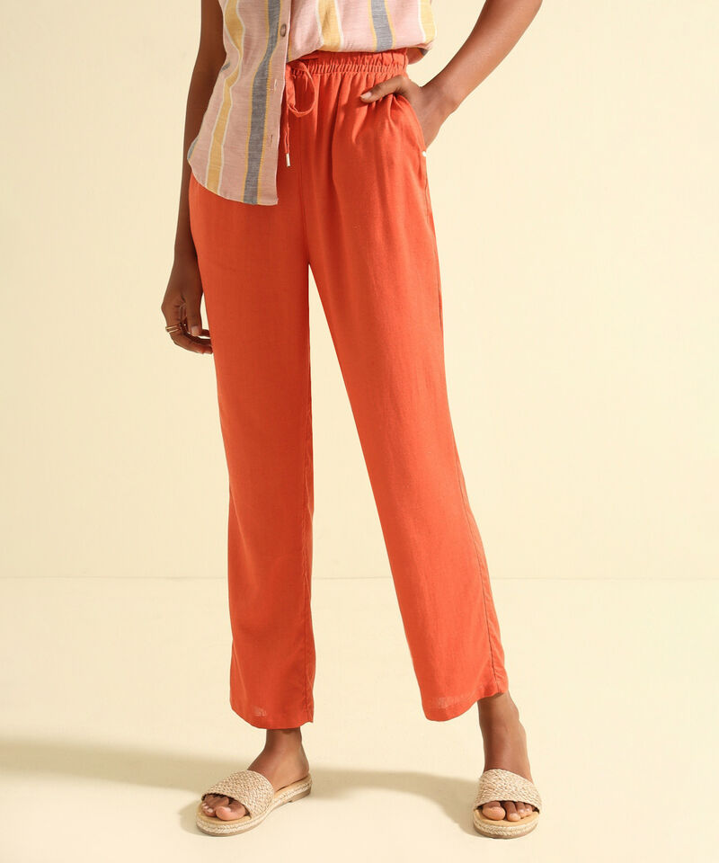 Pantal&oacute;n Pretina Resortada  En Lino Unicolor