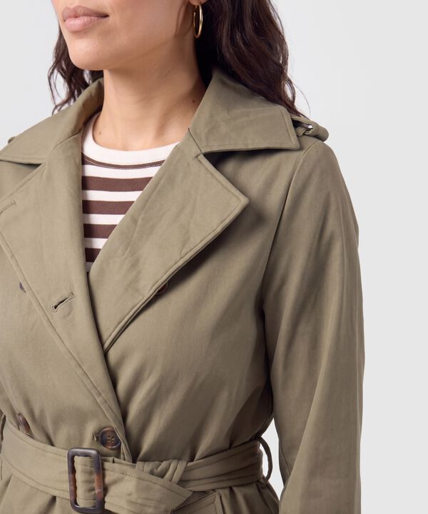 Chaqueta Cruzada Con Cintur&oacute;n Para Mujer