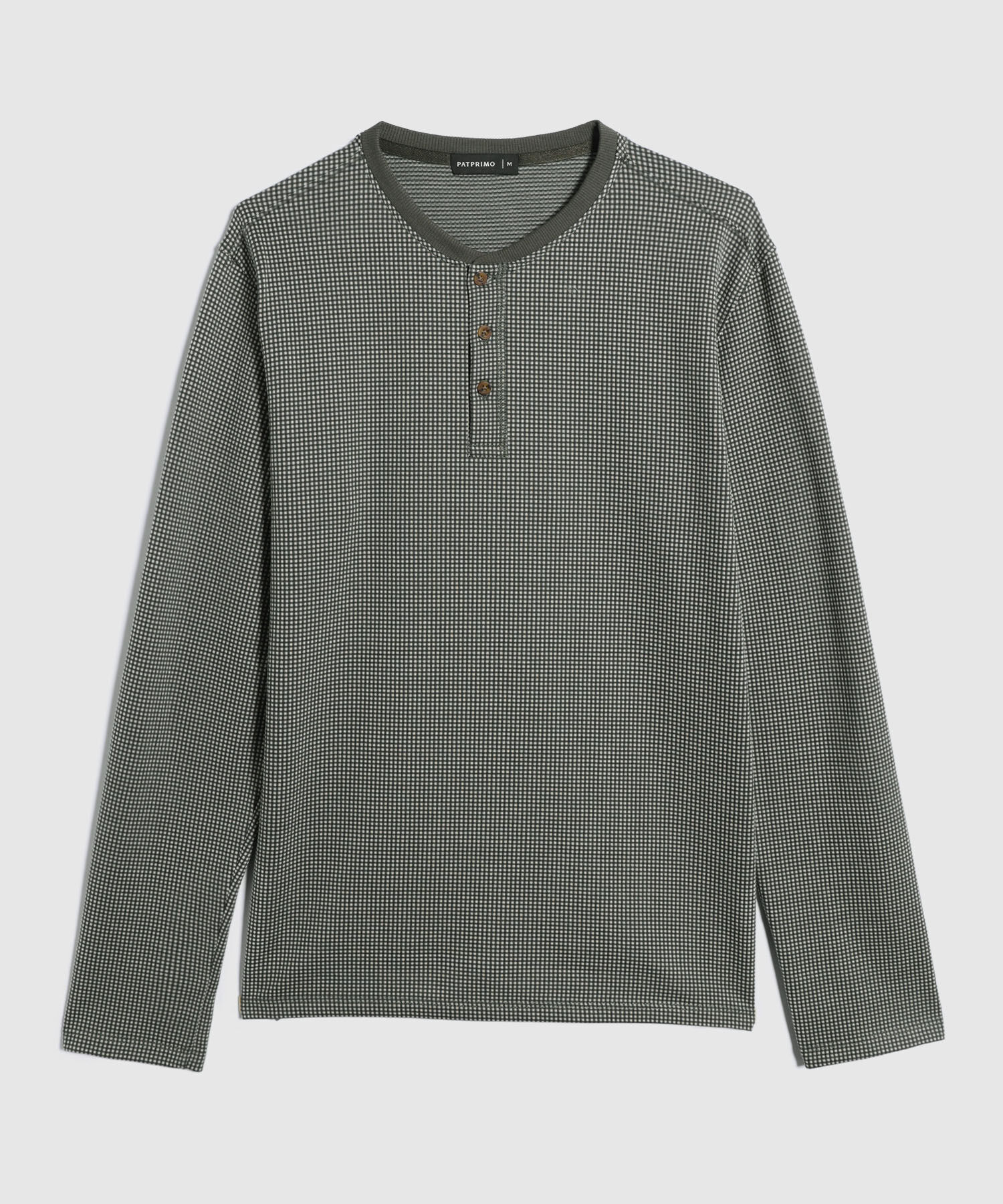 Camiseta Unicolor Manga Larga, Cuello Henley Con Botonadura, Jardin Grunge Linea Moda