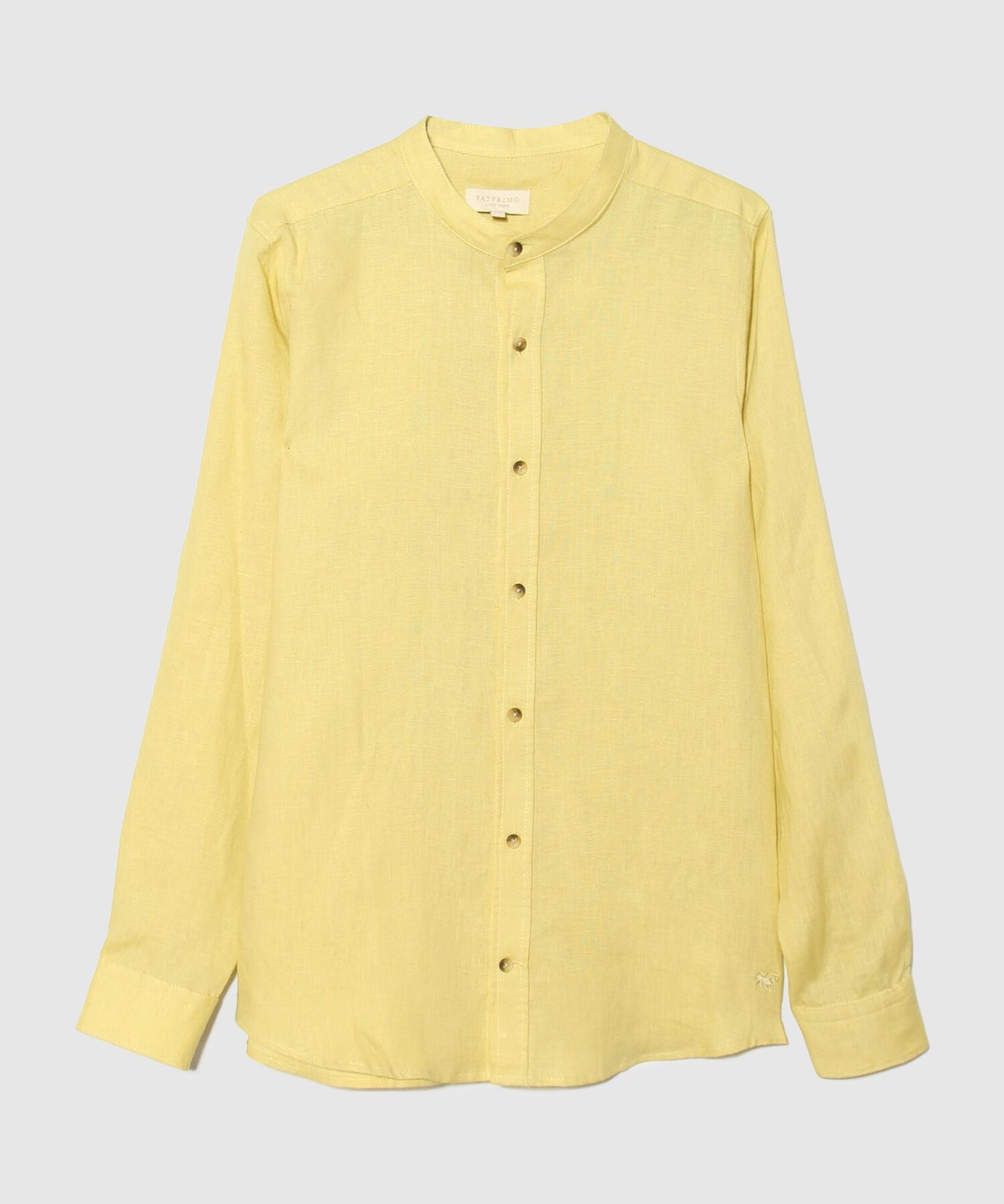 Camisa en Lino con Cuello Mao