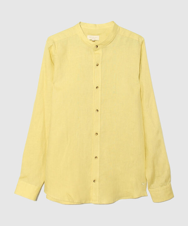 Camisa en Lino con Cuello Mao