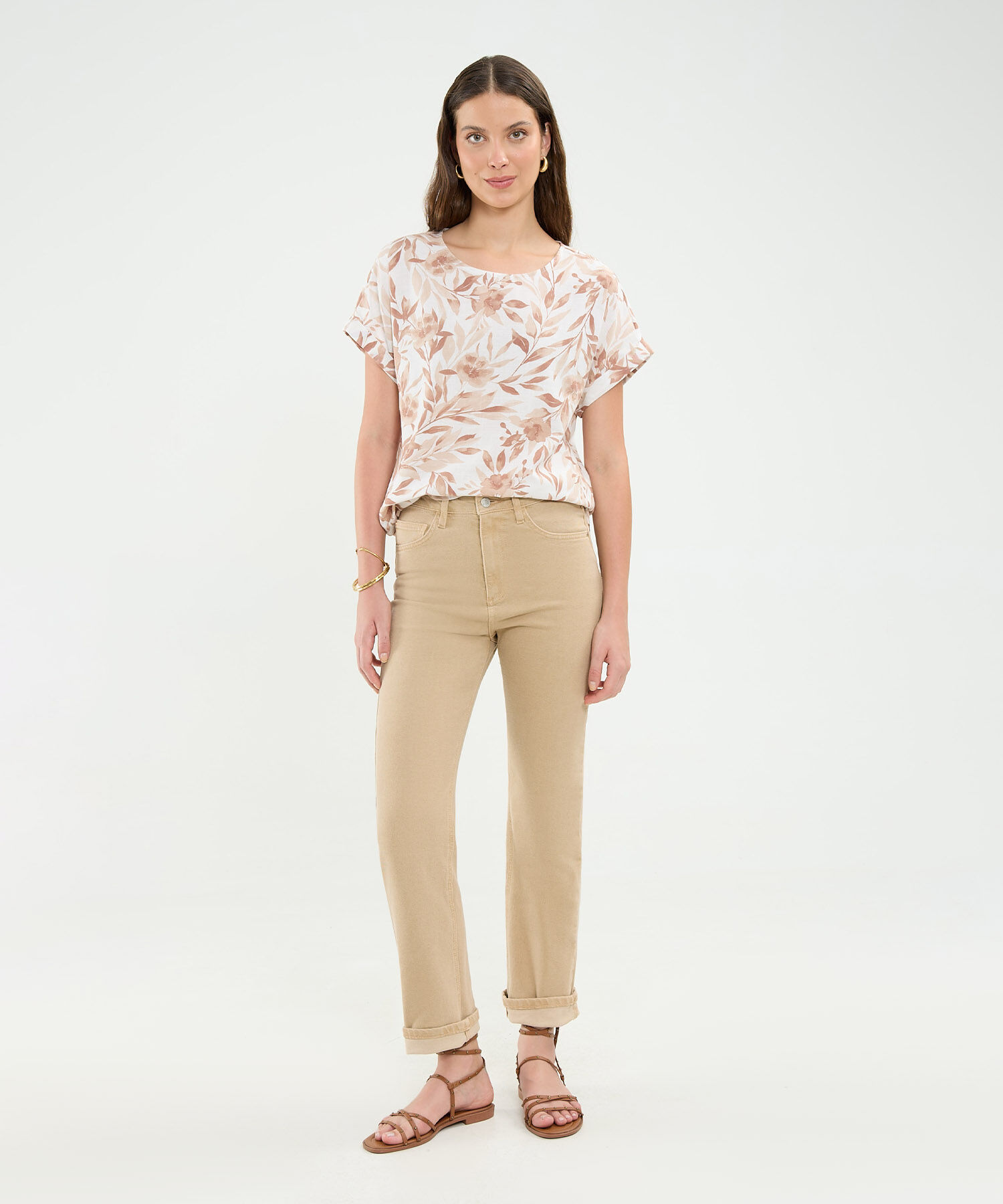 Blusa Manga Corta En Lino Para Mujer