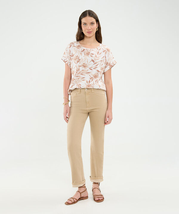 Blusa Manga Corta En Lino Para Mujer image number null