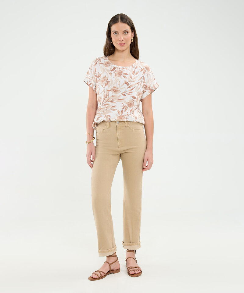Blusa Manga Corta En Lino Para Mujer