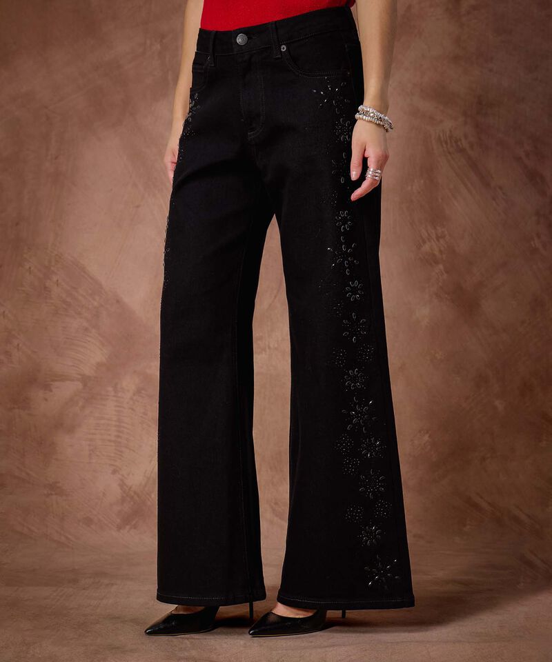 Jean Wide Leg Con Pedreria 