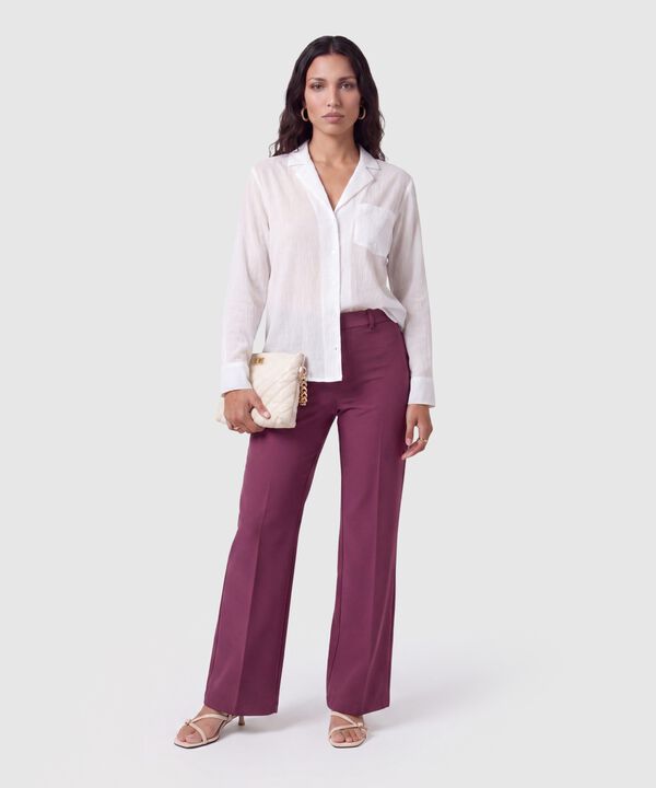 Camisa Mujer Manga Larga con Solapa y Bolsillo