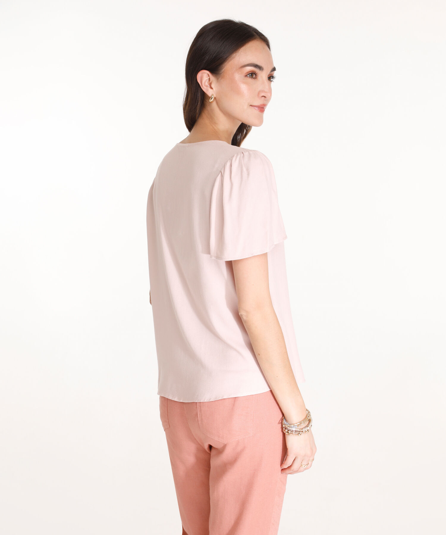 Blusa Manga Corta Con Botones Forrados