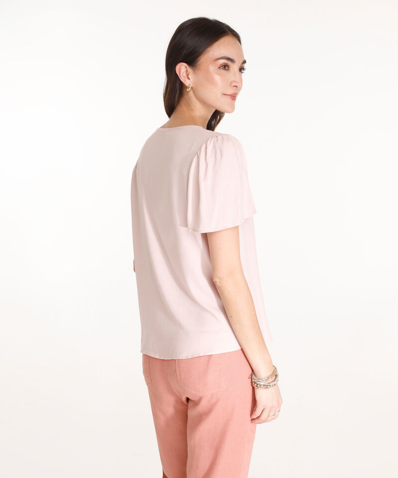 Blusa Manga Corta Con Botones Forrados