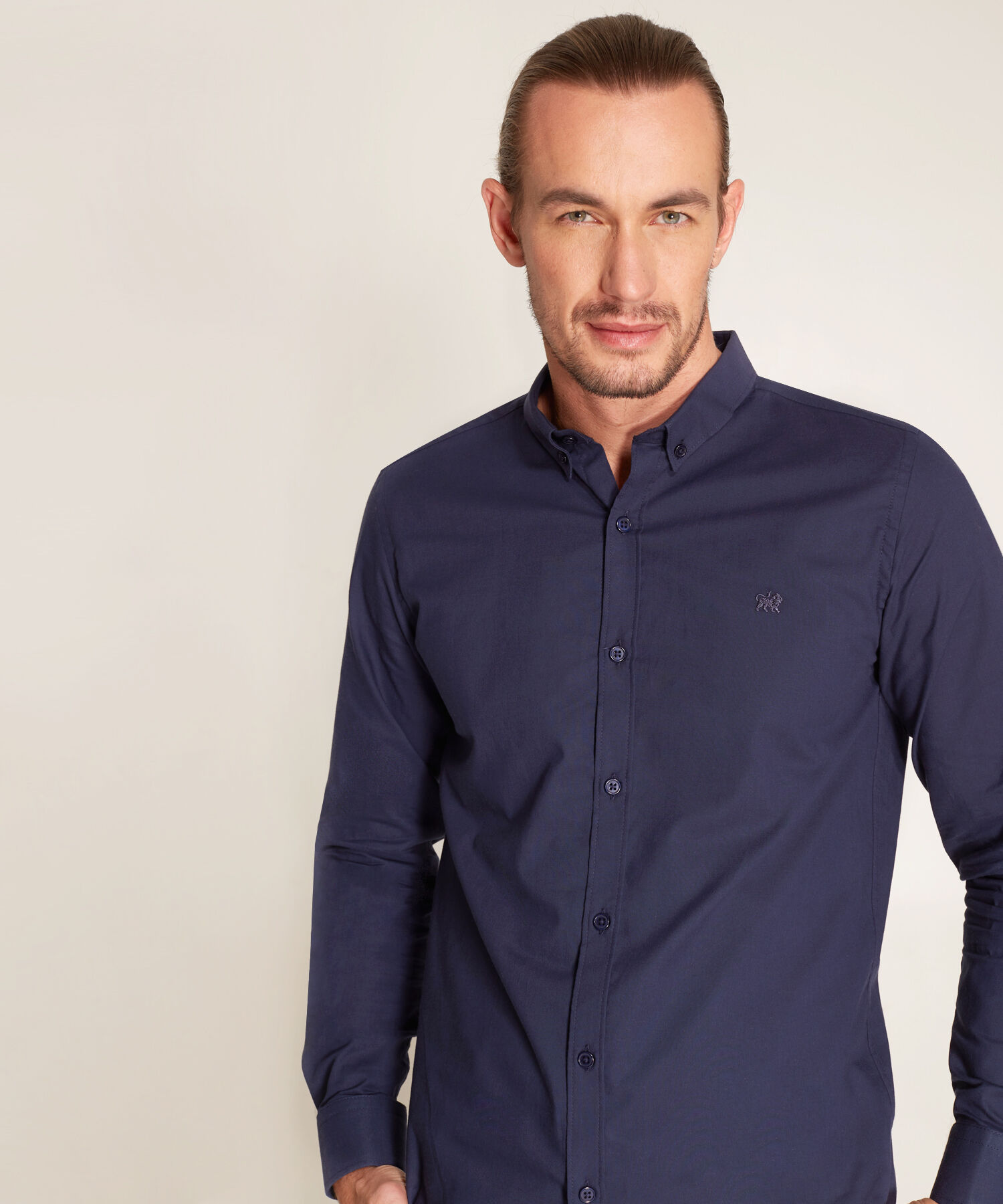 Camisa Manga Larga Con Coderas, Sin Bolsillo