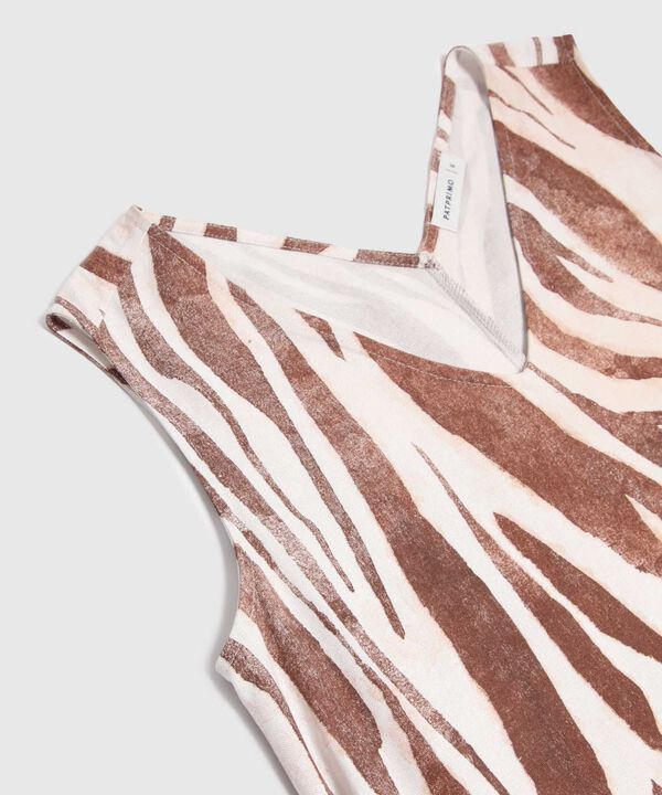 Vestido Corto Estampado Manga Sisa  image number null