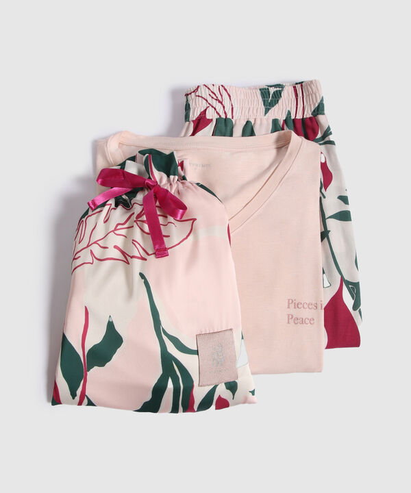Pijama Camiseta Manga Corta Con Screen, Pantalon Estampado Y Bolsa Regalables