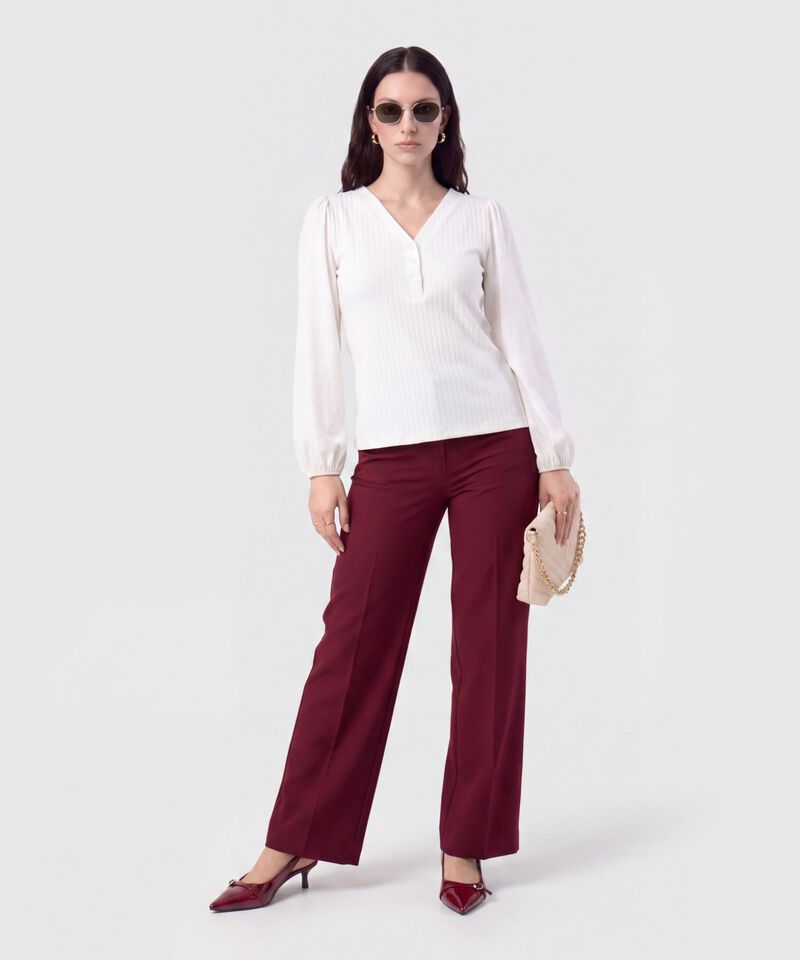 Pantal&oacute;n Recto con L&iacute;nea de Quiebre Para Mujer