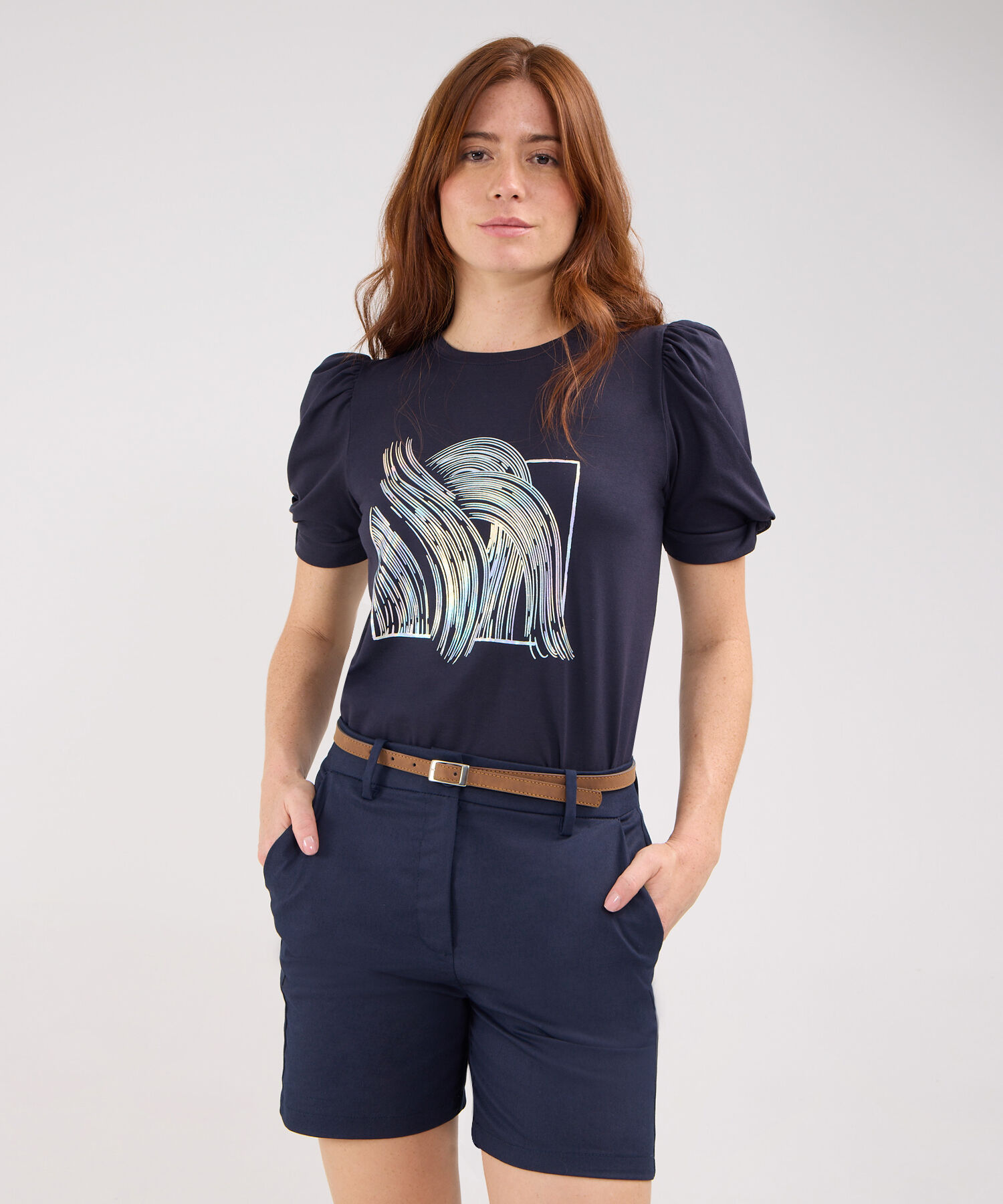 Camiseta Con Screen En Frente  Escote Redondo