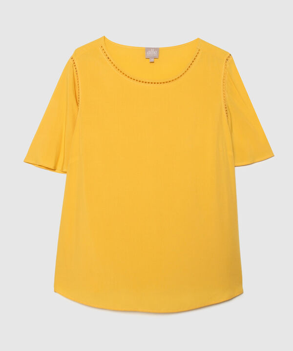 Blusa Manga Corta Con Escalerilla