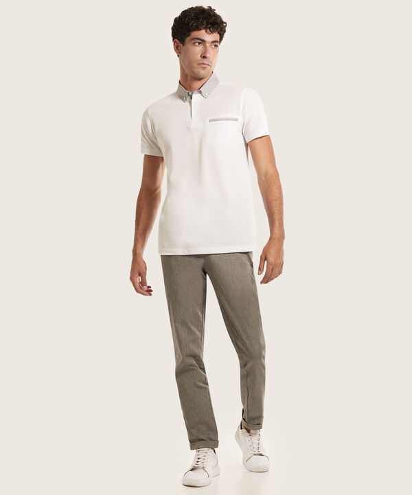 Polo Unicolor Cuello Duro, Bolsillo Ribete