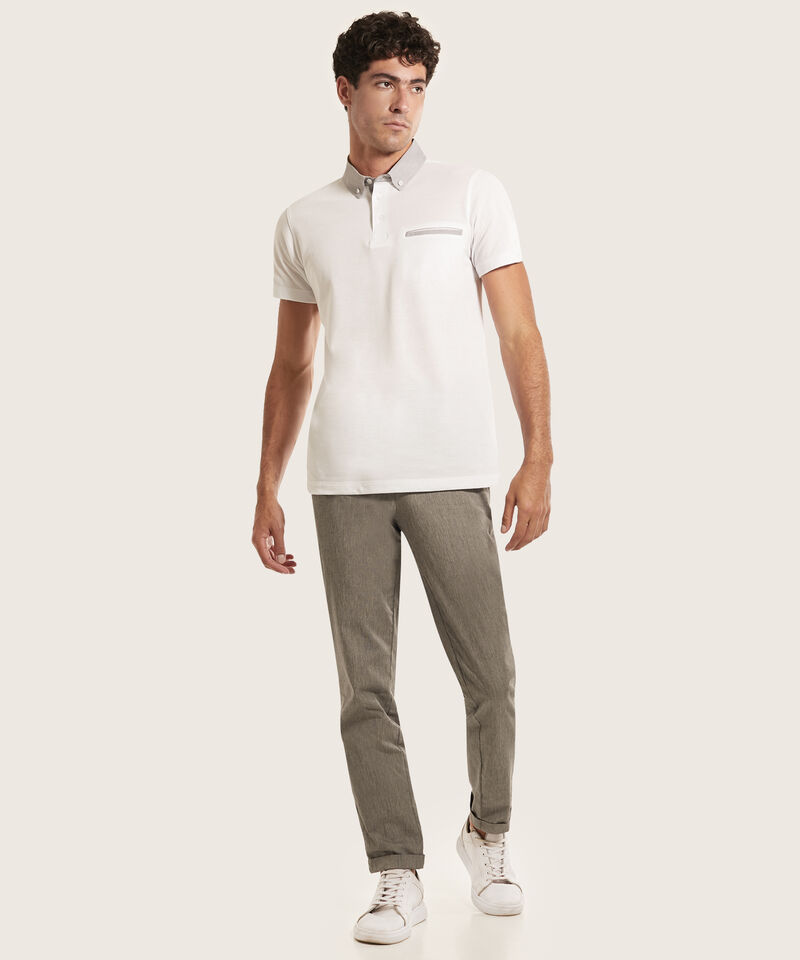 Polo Unicolor Cuello Duro, Bolsillo Ribete
