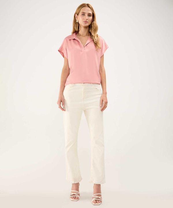 Blusa Satinada Escote en V image number null