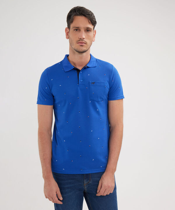 Polo Estampada Cuello Tejido Con Bolsillo image number null
