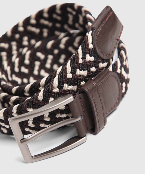 Cinturón Trenzado Elástico con Patrón de Cuadros Para Hombre image number null