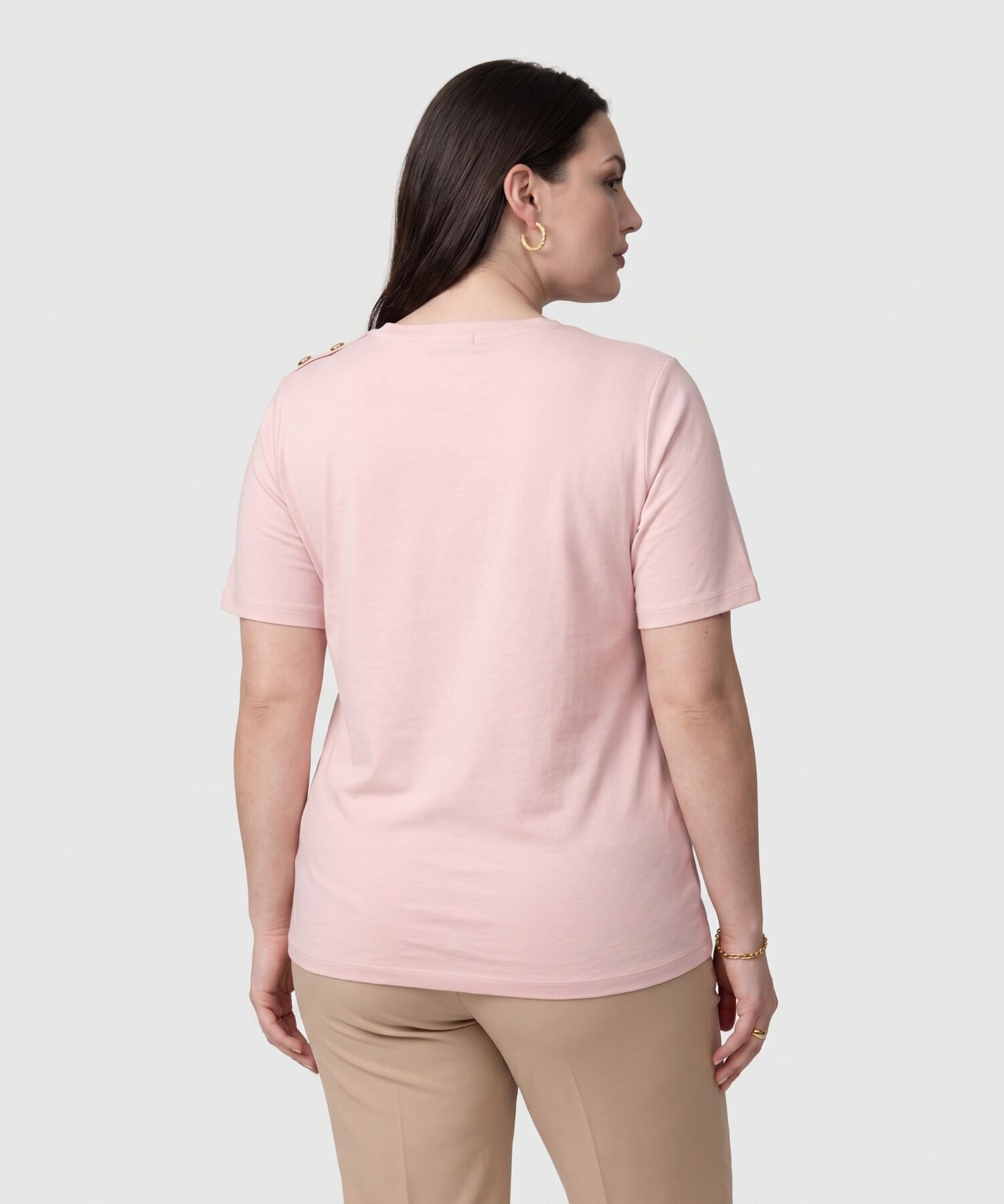 Camiseta Con Botones En Hombro Para Mujer Curvy