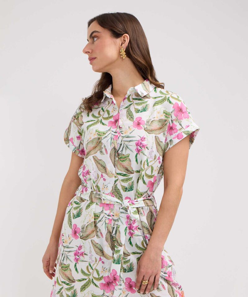 Vestido Camisero en Efecto Lino