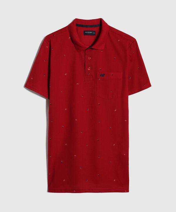 Polo Estampada Cuello Tejido Con Bolsillo